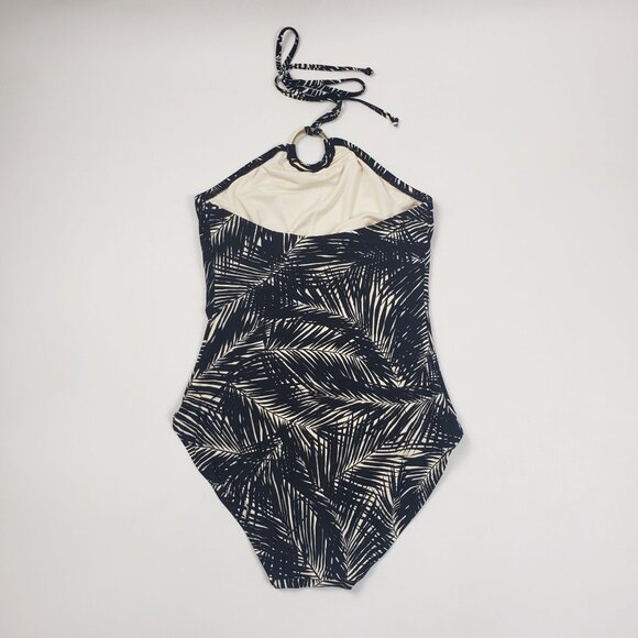 Michael Kors Black Sonoran Palm Logo Ring Halter One-Piece Swimsuit Size 8 NWT - Picture 15 of 16